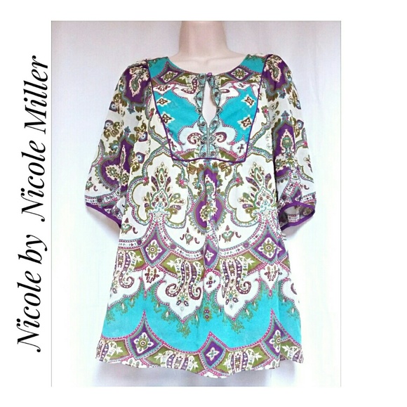 Nicole by Nicole Miller Tops - Nicole by Nicole Miller Turquoise Purple Top Sz 10 Nicole by Nicole Miller Tops - Nicole by Nicole Miller Turquoise Purple Top Sz 10